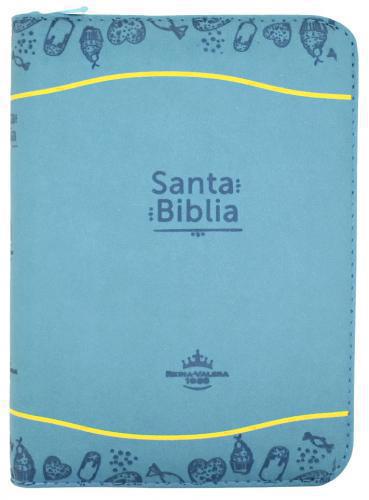 RVR1960 Compact Bible, Imitation Leather, Blue, Zipper and Index