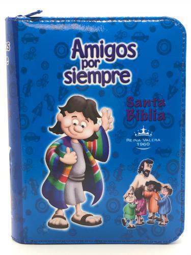 Biblia RVR60 Amigos Por Siempre Con Ilustraciones, Cubierta Acolchada Color Azul