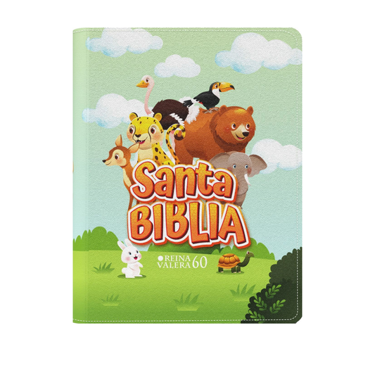 Biblia RVR1960 de Bolsillo para Niños Selva con Cierre