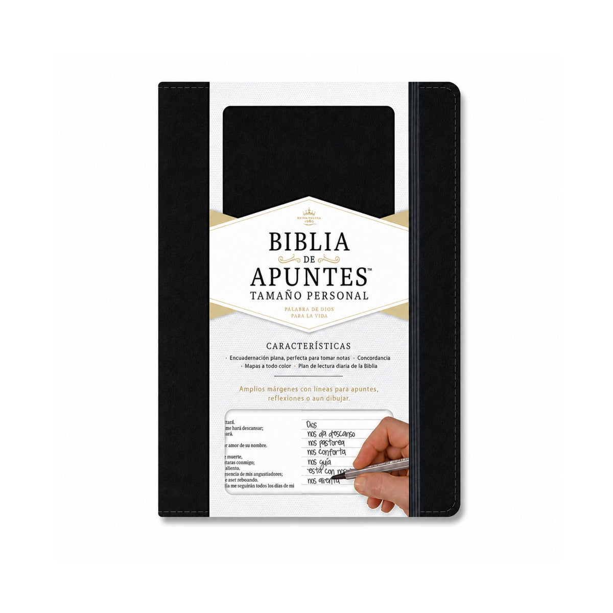 Biblia RVR1960 Biblia de Apuntes Tamaño Manual, Pasta Dura , Color Negro