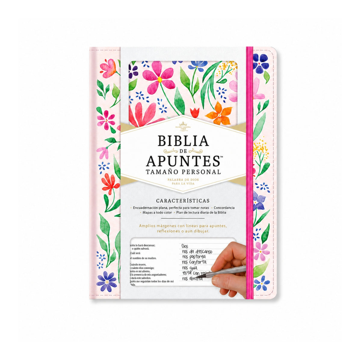 Biblia RVR1960 Biblia de Apuntes Tamaño Manual, Imitación Piel, Diseño Floral