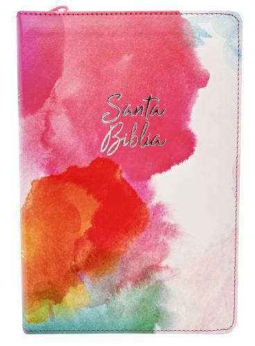 Biblia RVR1960 Manual, Imitación Piel Color Rosa Acuarela, Cierre e Indice, Letr