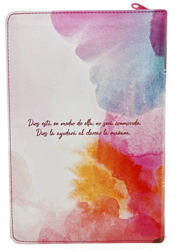 RVR1960 Manual Bible, Watercolor Pink Imitation Leather, Zipper and Index, Large Print