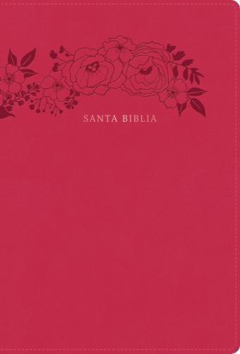 Biblia RVR1960 Imitación Piel, Tamaño Súper Gigante Color Rosa Floral con Indice