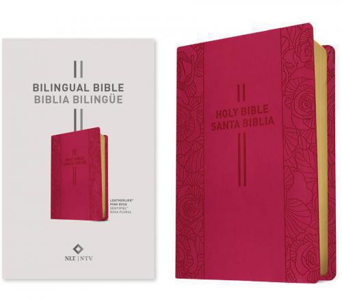 Biblia Bilingüe NTV/NLT, Tamaño Grande, Imitación Piel, Color Rosa Floral