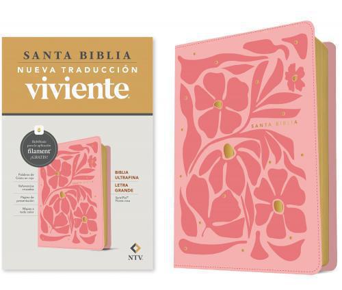 Biblia NTV, Tamaño Gigante Ultrafina, Imitación Piel, Color Rosa Flores