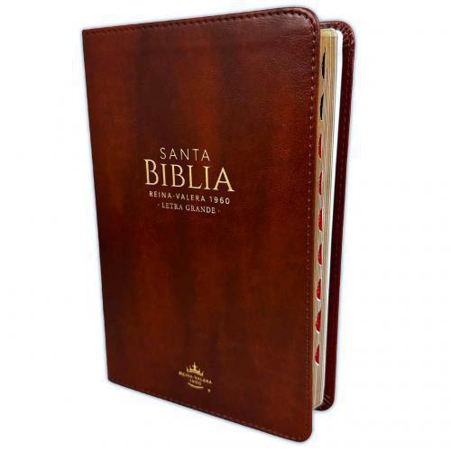 Biblia RV1960 Imitación Piel, Tamaño Manual Color Café con Indice