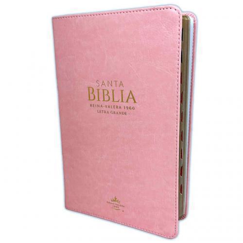 Biblia RV1960 Imitación Piel, Tamaño Manual, Color Rosa con índice
