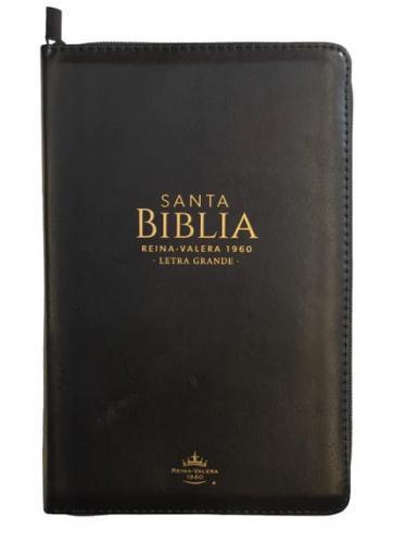 Biblia RVR1960 Tamaño Manual, Imitación Piel, Color Negro, Con Cierre e Indice