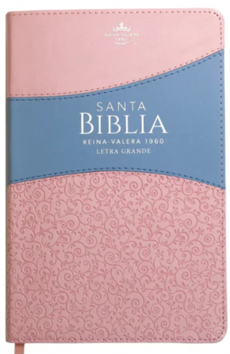 Biblia RVR1960, Colección Bitono Clasica, Imitación Piel, Color Rosa/Azul, Canto