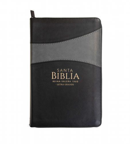 Biblia Reina-Valera 1960 Letra Grande con Cierre Imitación Piel Bitono Negro