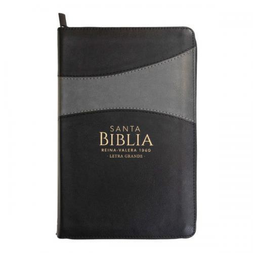 Biblia RVR1960 Tamaño Manual, Imitación Piel, Color Negro, Con Cierre e Indice