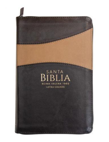 RVR1960 Bible Handy Size, Leather-like, Brown with Zipper and Tabs