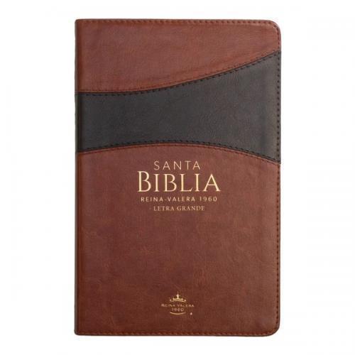 Biblia RVR1960 Tamaño Manual, Imitación Piel, Color Marron, Con Cierre e Indice