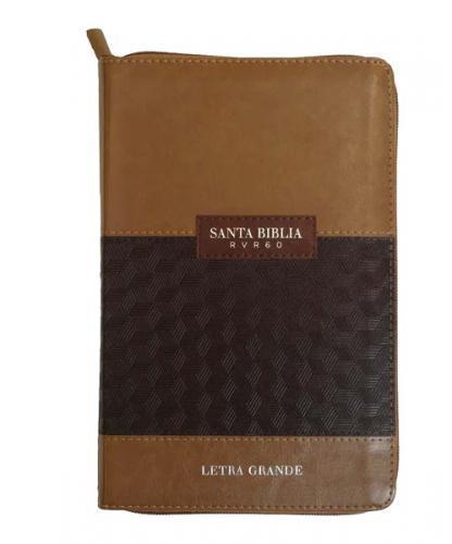 Biblia RVR1960 Tamaño Manual, Imitación Piel, Color Cafe/Marron, Con Cierre