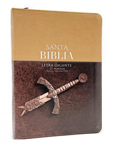 Biblia RVR1960 Tamaño Gigante, Imitación Piel, Color Café Con Cierre e Indice