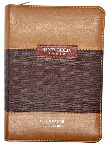 Biblia RVR1960 Tamaño Compacta, Imitación Piel, Color Duo Café, Letra Grande