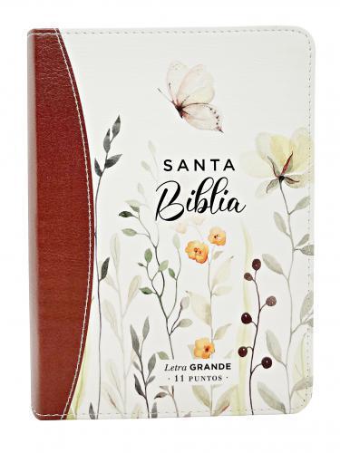 Biblia RVR1960 Tamaño Portatil, Imitación Piel, Diseño Marron Mariposa