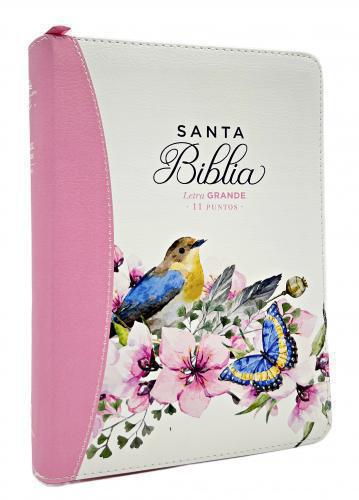 Biblia RVR1960 Imitación Piel, Tamaño Portatil, Rosa Con Cierre