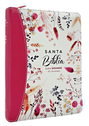 Biblia RVR1960 Imitacion Piel, Tamaño Portatil, Fucsia Con Cierre