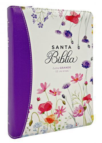 Biblia RVR1960 Imitación Piel, Tamaño Portatil, Lila Con Cierre
