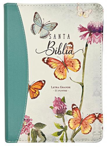 RVR1960 Compact Bible, Imitation Leather, Aqua Butterflies