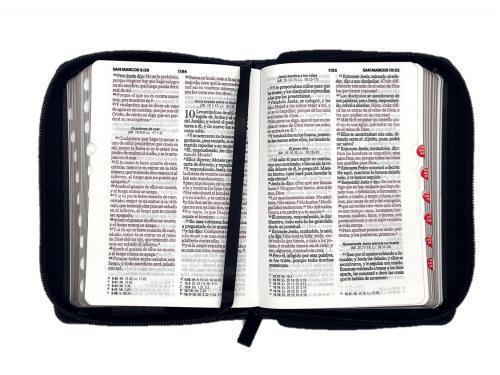 RVR1960 Bible Imitation Leather, Pocket Size with Zipper and Index, Black