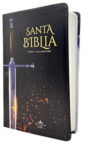 Biblia RVR1960, Tamaño Manual, Imitación Piel, Letra Grande, Diseño Espada