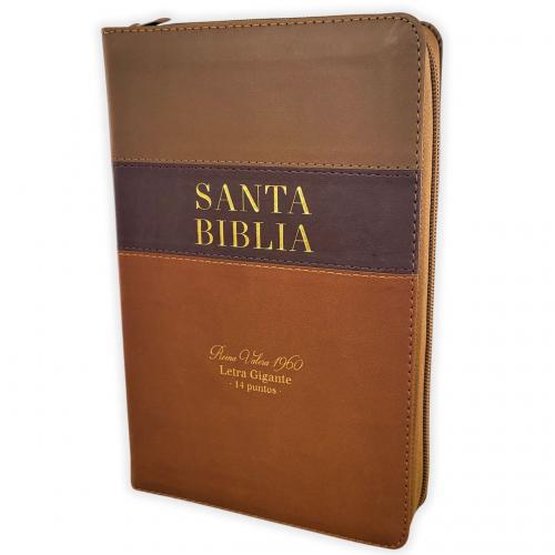 Biblia RVR1960 Tamaño Manual, Imitación Piel, Color Café Marron, Letra Gigante c