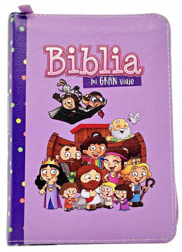 Biblia Mi Gran Viaje Reina Valera 1960, Imitación Piel, Con Cierre,  Lila