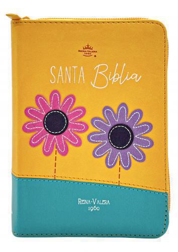 Biblia RVR1960 Imitación Piel, Tamaño Bolsillo con Cierre, Color Amarillo Aqua