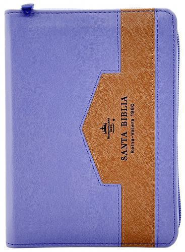 Biblia RVR1960 Imitación Piel, Tamaño Bolsillo con Cierre e Indice Color Lila