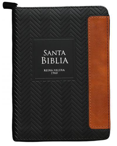Biblia RVR1960 Imitación Piel, Tamaño Bolsillo con Cierre e Indice, Color Negro