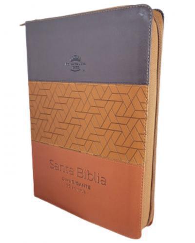 Biblia RVR1960, Imitacion Piel, Tamaño Grande, Con Cierre e Indice, Tricolor Caf