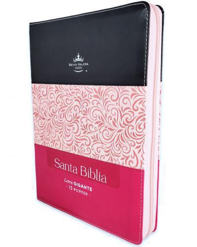 Biblia RVR1960, Imitacion Piel, Tamaño Grande, Con Cierre e Indice, Tricolor Neg