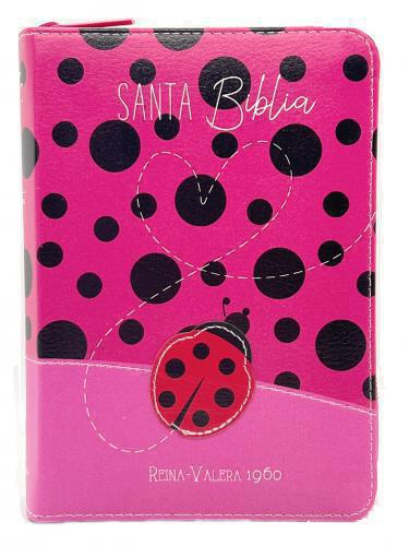Biblia RVR1960 Imitación Piel, Tamaño Bolsillo con Cierre, Color Rosa/Negro