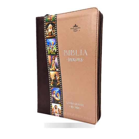 RVR1960 Heroes Bible, Imitation Leather, Handy Size with Zipper, Brown