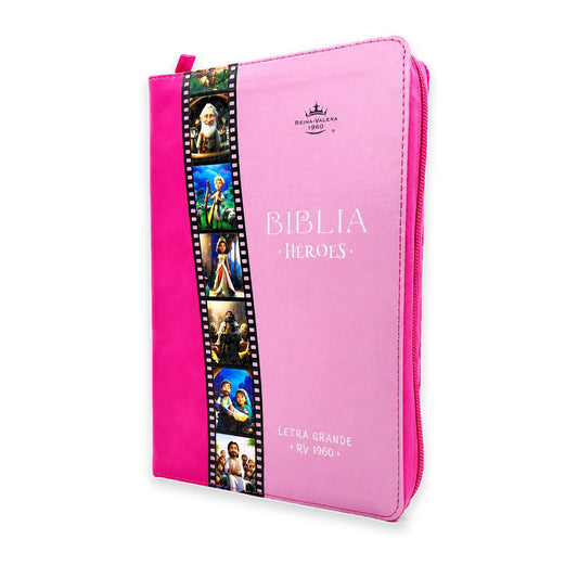 RVR1960 Heroes Bible, Leathersoft, Compact Size with Zipper, Pink