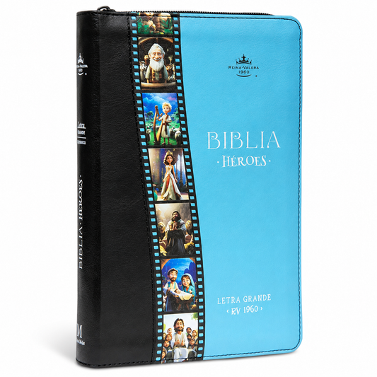 RVR1960 Heroes Bible, Imitation Leather, Handy Size with Zipper, Blue