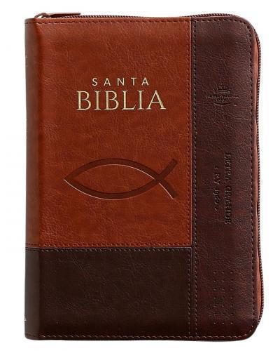 RVR1960 Bible, Imitation Leather, Portable Size with Zipper and Index, Tri-color