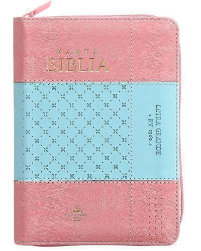 RVR1960 Bible, Imitation Leather, Portable Size With Zipper and Pink Two-Tone Index