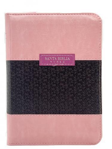 Biblia RVR1960 Imitación Piel, Tamaño Bolsillo, Con Cierre e Indice, Color Rosa
