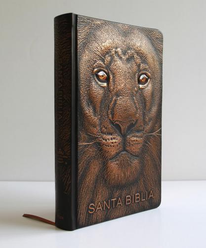 Reina Valera 1960 Bible Imitation Leather Compact Size Lion of Judah Design Bronze