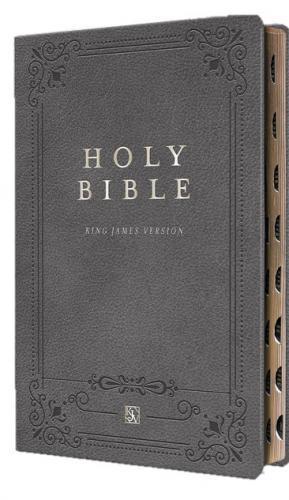Biblia KJV Tamaño Grande, Imitación Piel Color Gris con Indice