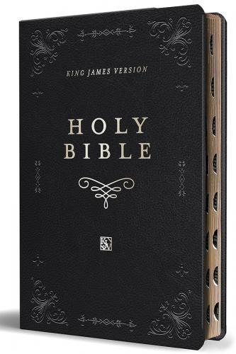 Biblia KJV Tamaño Grande, Imitación Piel Color Negro con Indice