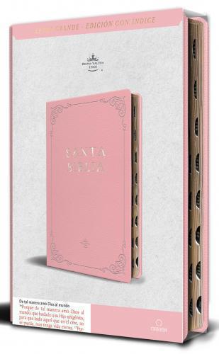 Biblia RVR1960 Imitación Piel, Tamaño Manual, Color Rosa Con Indice