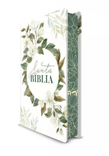 Biblia RVR1960 Pasta Dura, Tamaño Manual, Flores Blancas