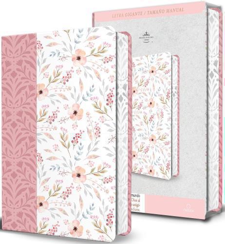 Biblia RVR1960 Tamaño Manual, Imitación Piel, Letra Gigante, Diseño Rosa Floral