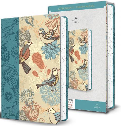 Biblia RVR1960 Tamaño Manual, Imitación Piel, Letra Gigante, Diseño Azul