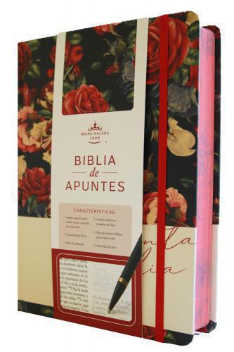 Biblia De Apuntes, RVR1960, Pasta Dura, Azul Marino  Flores